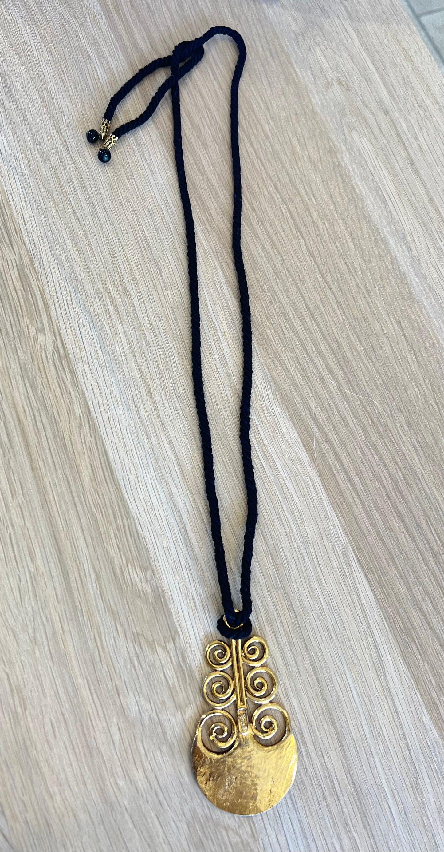 YSL Black Rope With Gold Pendant