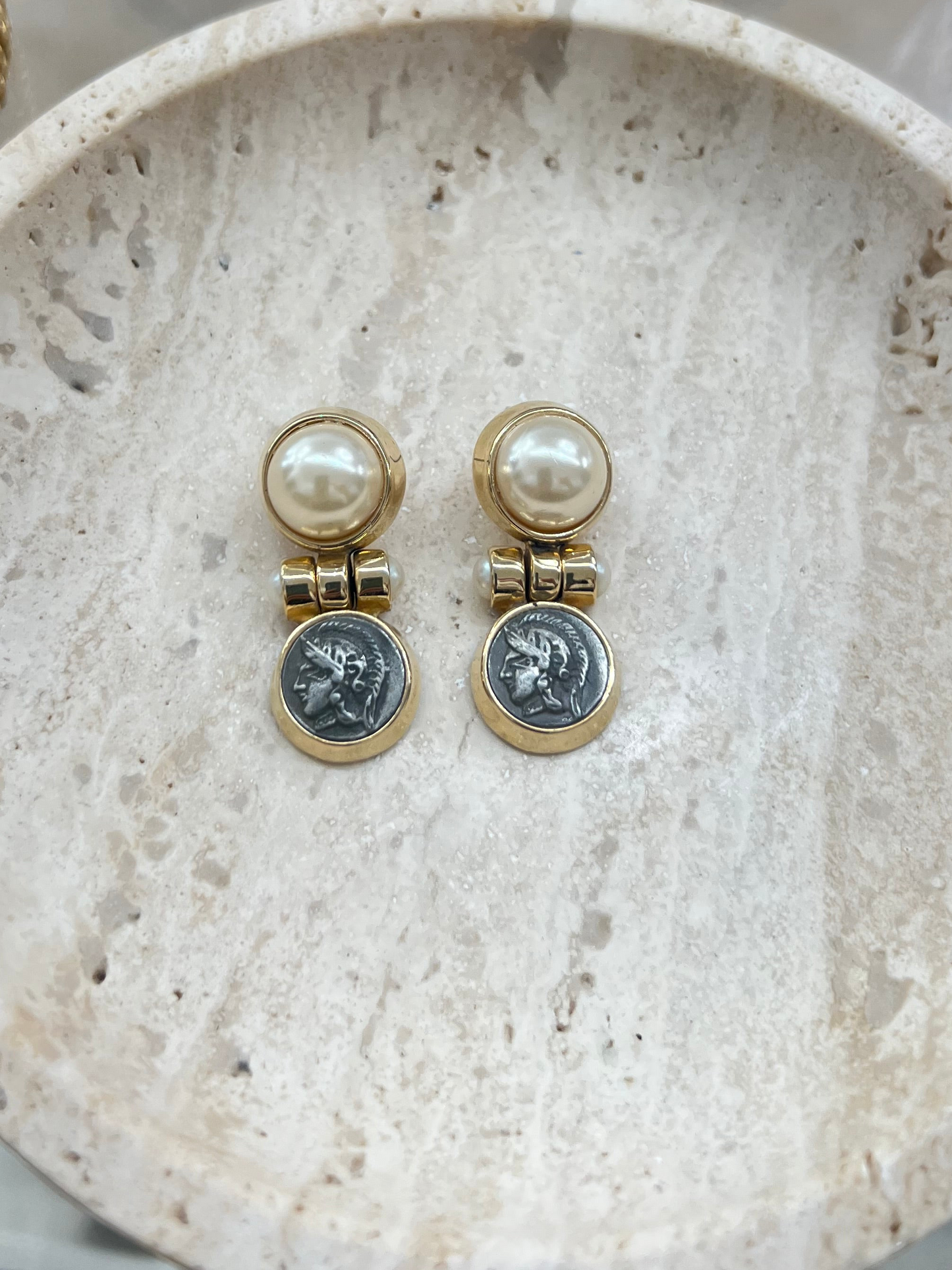Pearl And Coin Hanging Earring