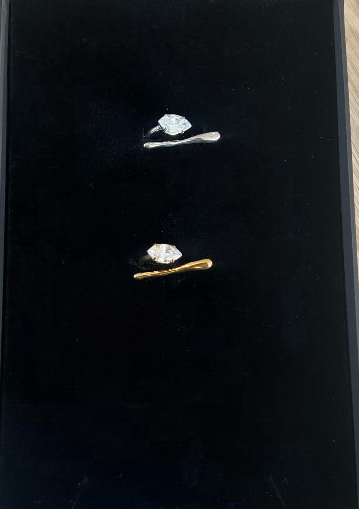 Gold And Silver Crystal Line Ring