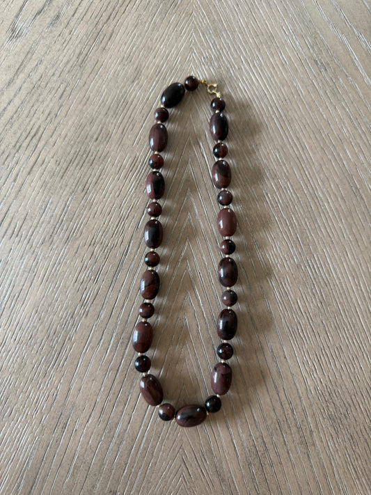Vintage Brown Bead Necklace