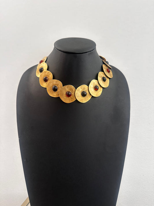 Brass Disc Collar Necklace