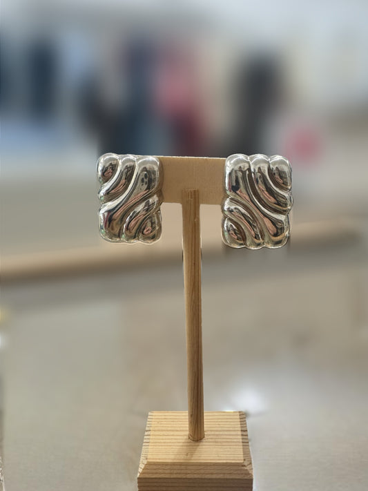 Vintage Silver Rectangle Earrings