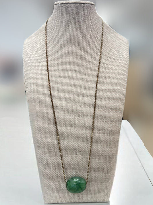 Vintage Green Lucite Stone Necklace