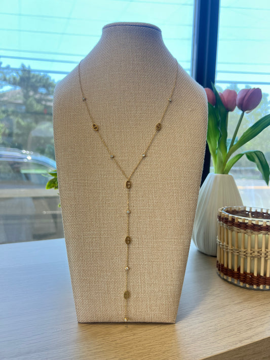 Dainty Crystal Lariat Necklace