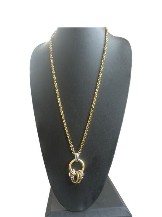 Two Tone Loop Pendant Necklace and Earrings set