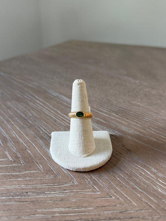 Gold Ribbed Green Stone