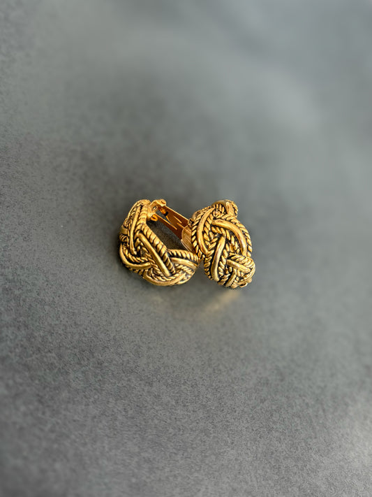 Gold Braided Clip On Earrings