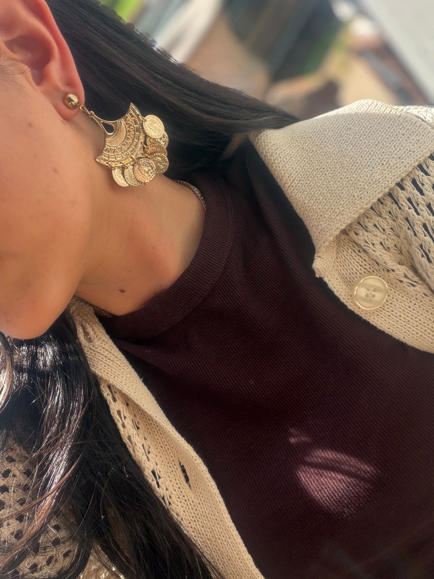 Vintage Gold Coin Retro Dangle Earrings