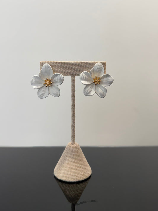 White Flower Earrings