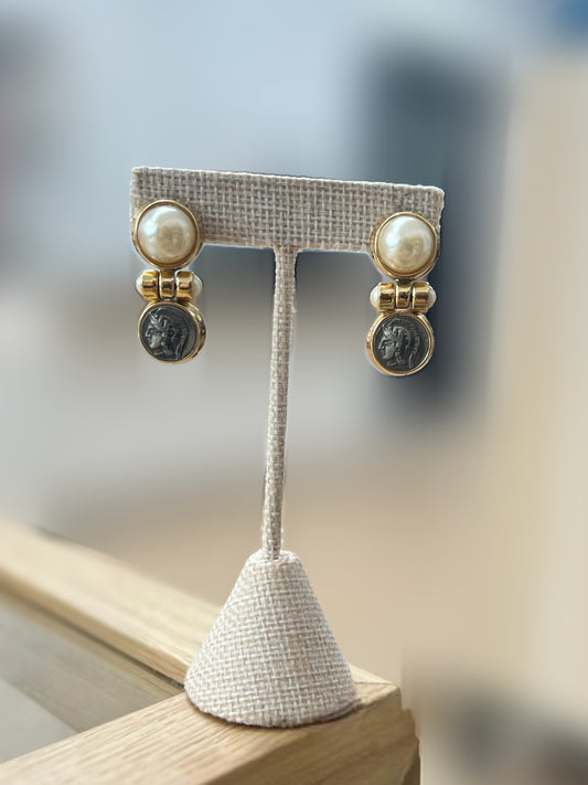 Pearl And Coin Hanging Earring