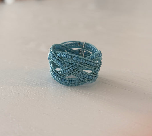 Vintage Turquoise Beaded Braided Cuff