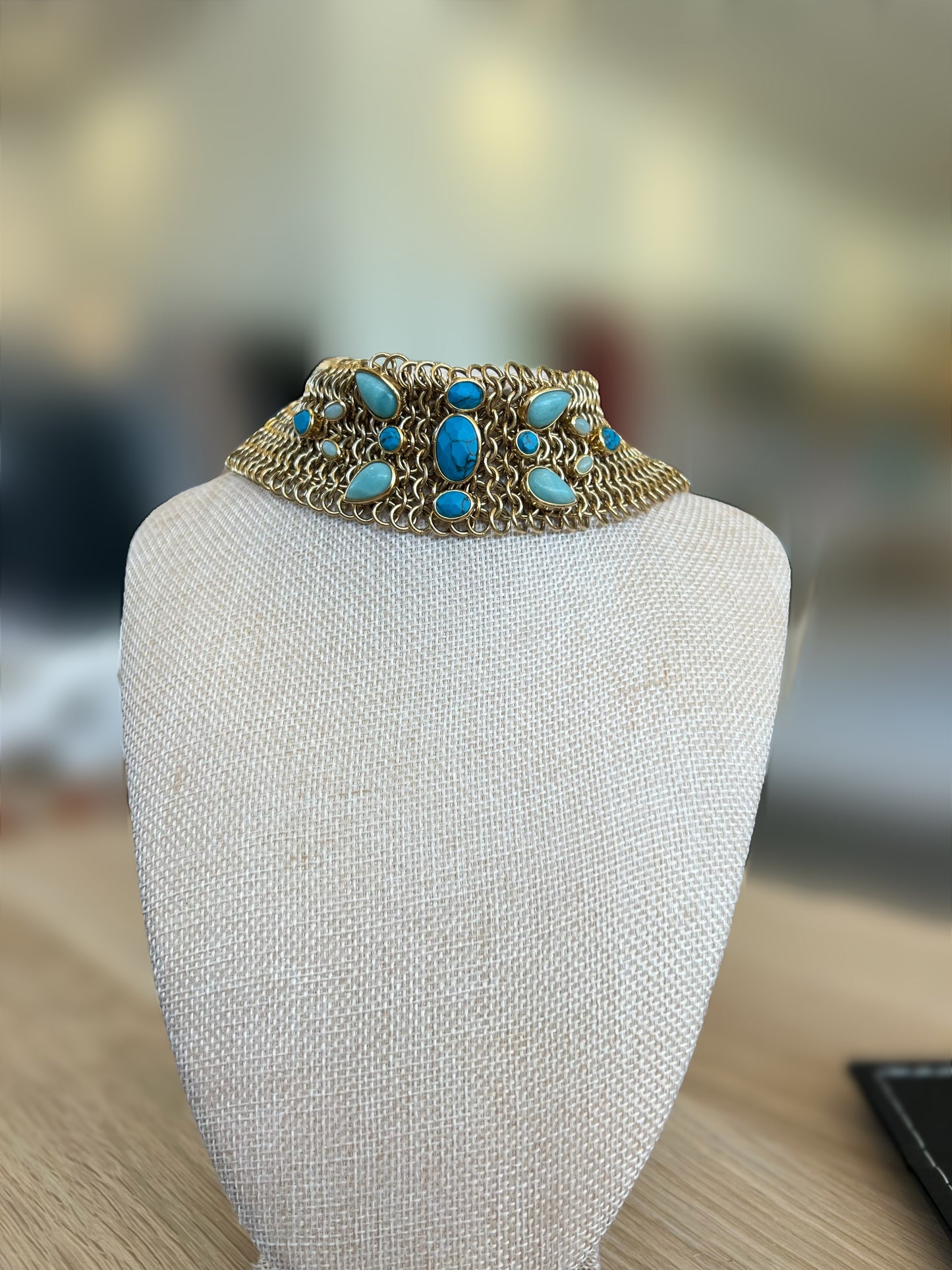 Turquoise Stone Choker Necklace