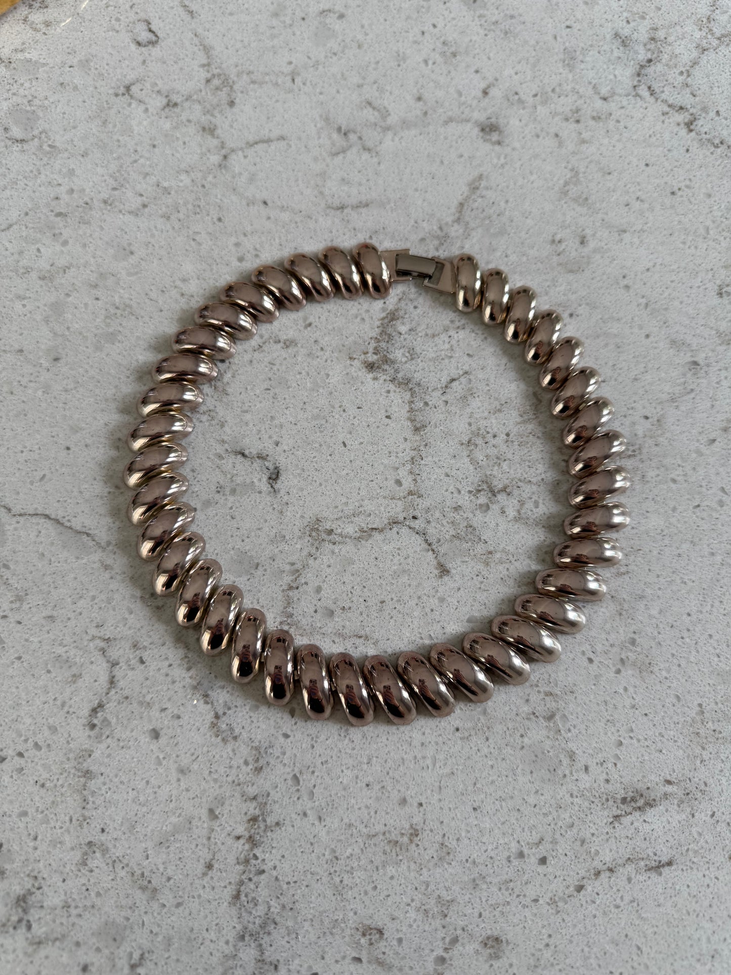 Silver Bean Collar Necklace