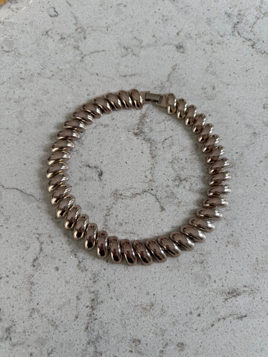 Silver Bean Collar Necklace