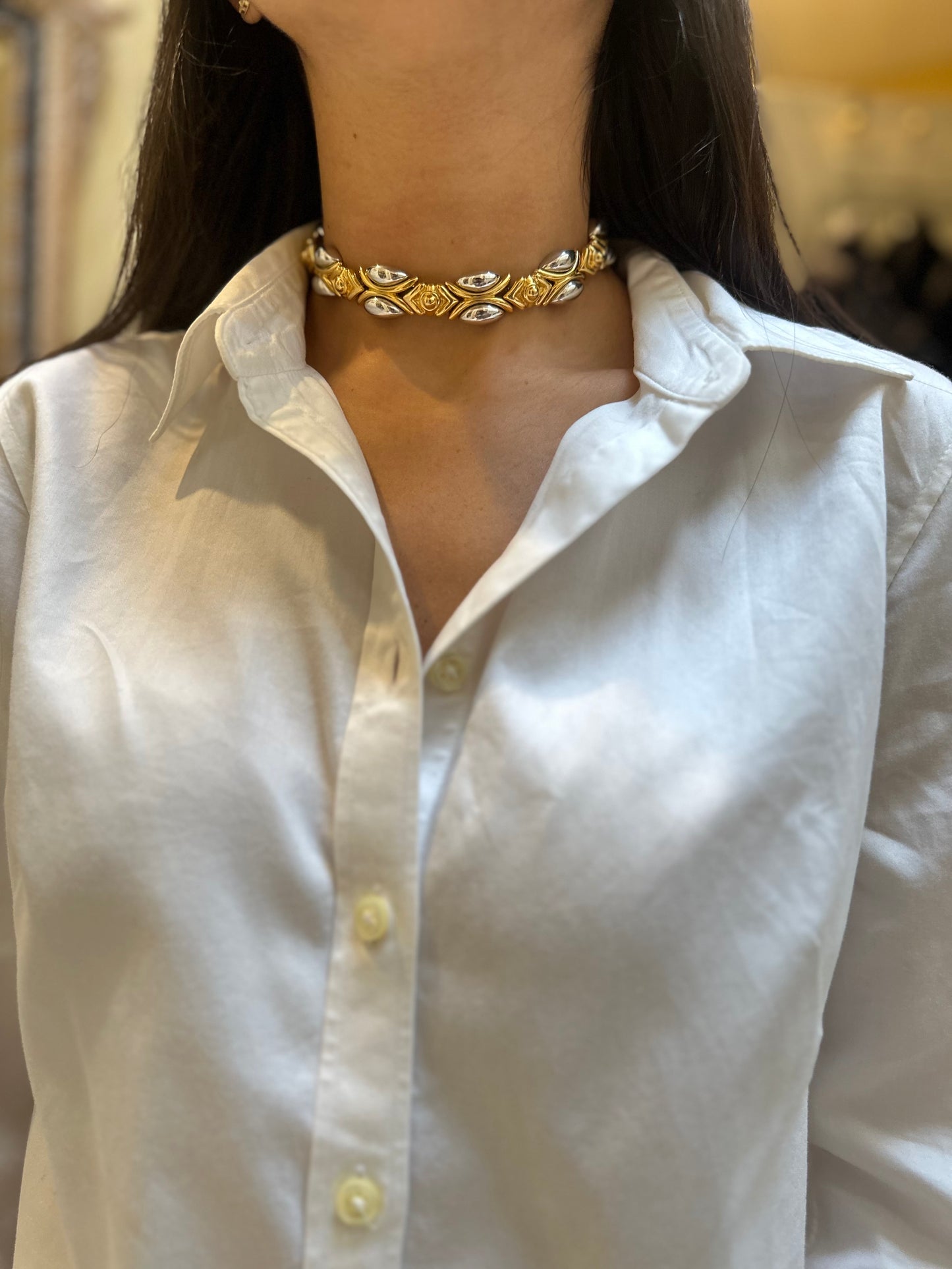 Vintage Two Tone Choker Necklace