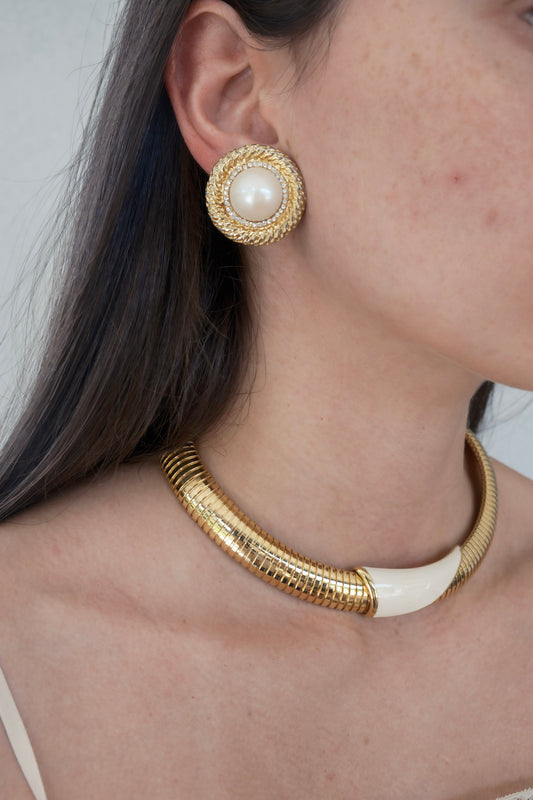 Gold & Faux Pearl Earrings