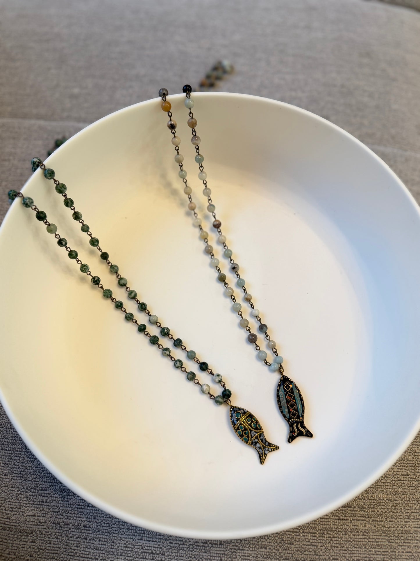 Colored Beaded Fish Long Necklace