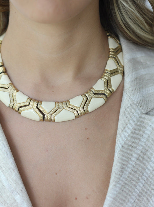 Vintage Enamel Collar Statement Necklace