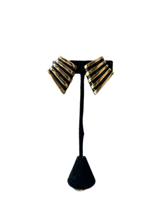 Gold And Black Clip On Earrings