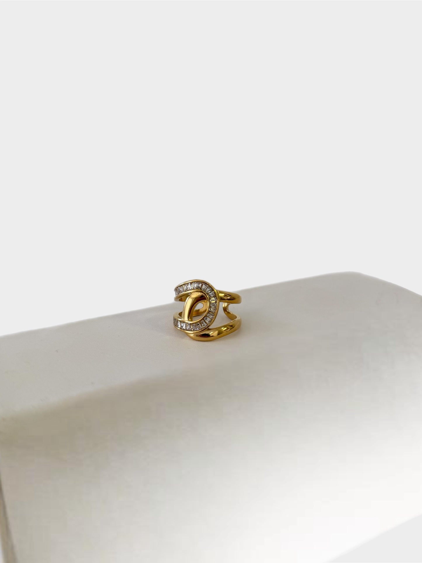 Gold and Rhinestone Loop Ring
