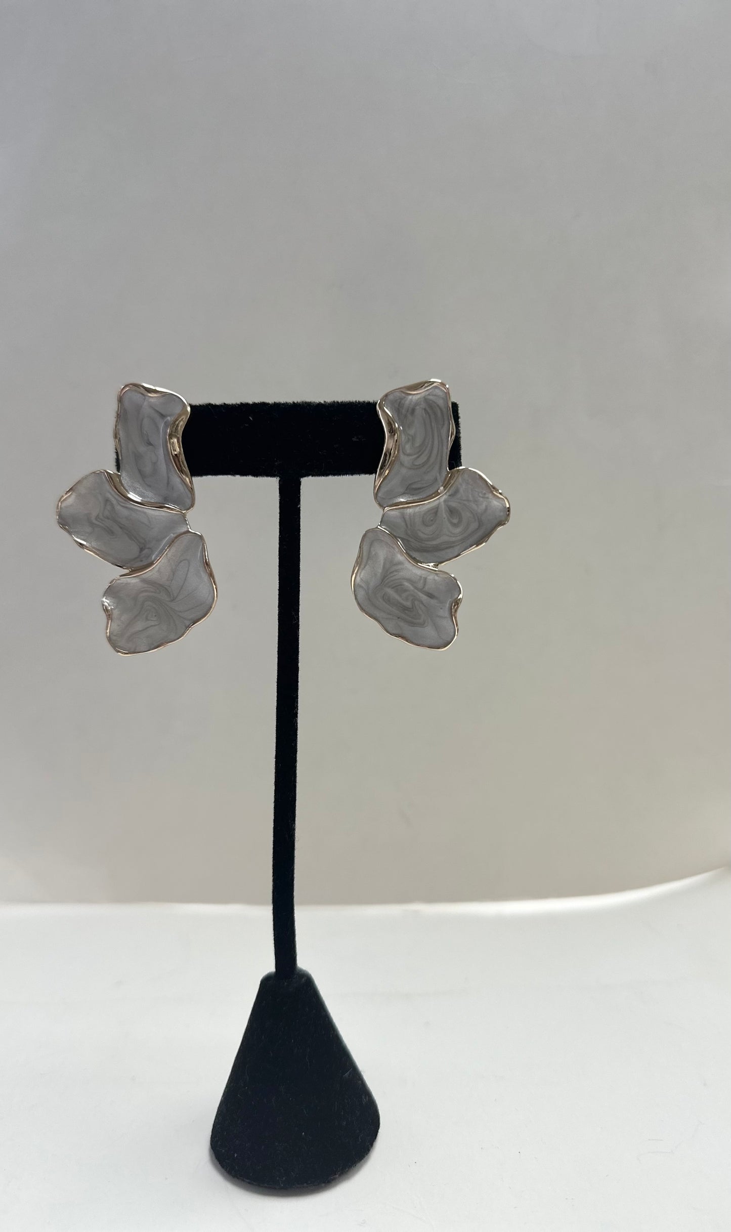 White Enamel Leaf Earrings