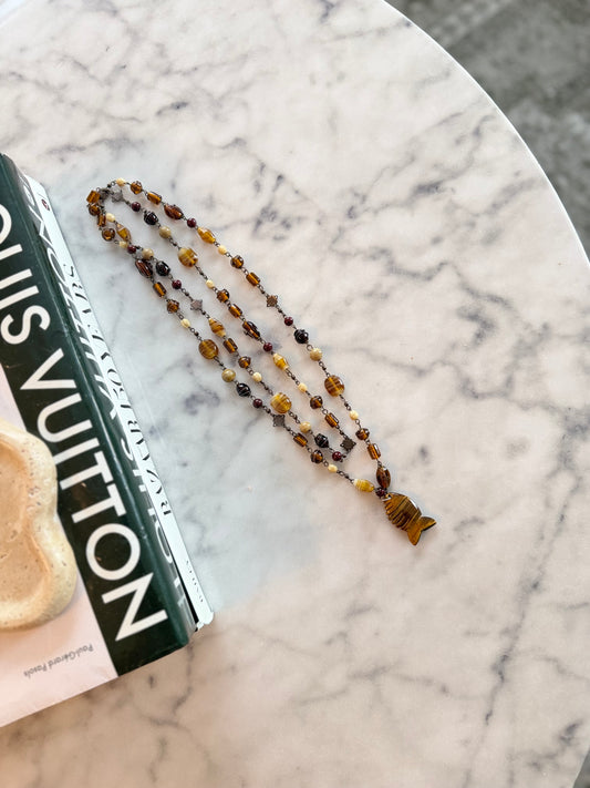 Brown Beaded Fish Necklace