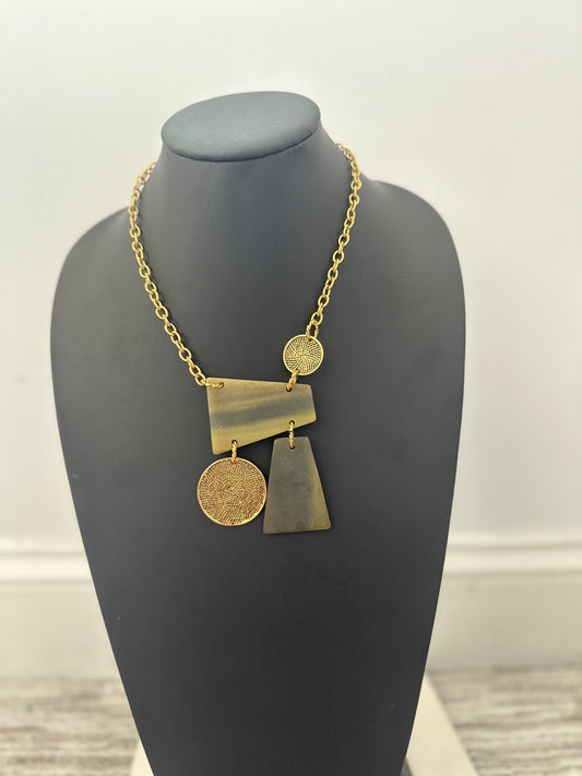 Gold Multi Shape Pendant Necklace