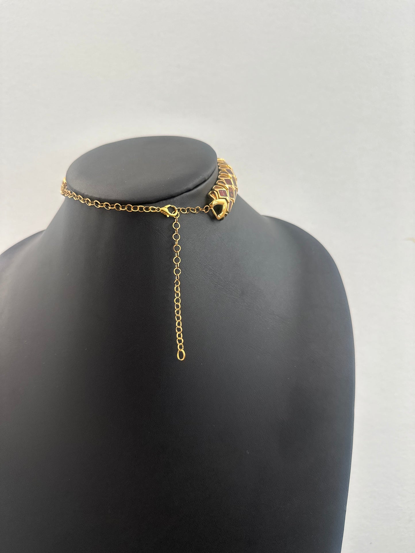 Gold and Brown Enamel Choker Necklace
