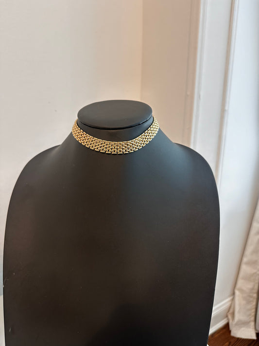 Gold Panther Link Choker Necklace