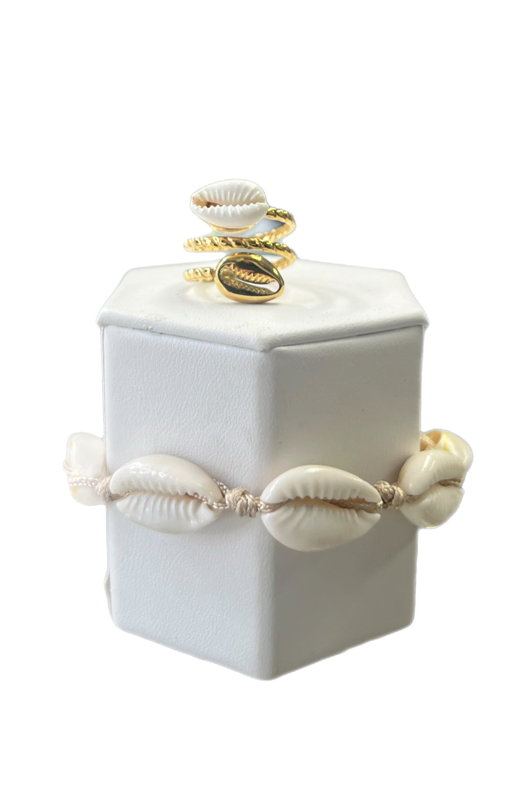 Gold And White Shell Ring