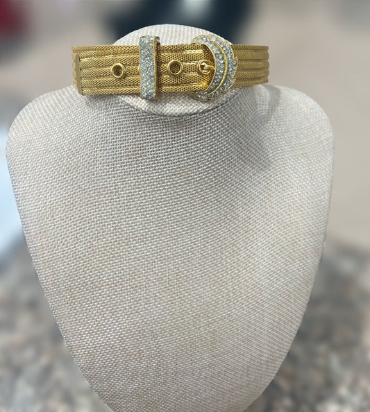 Gold Mesh Buckle Choker