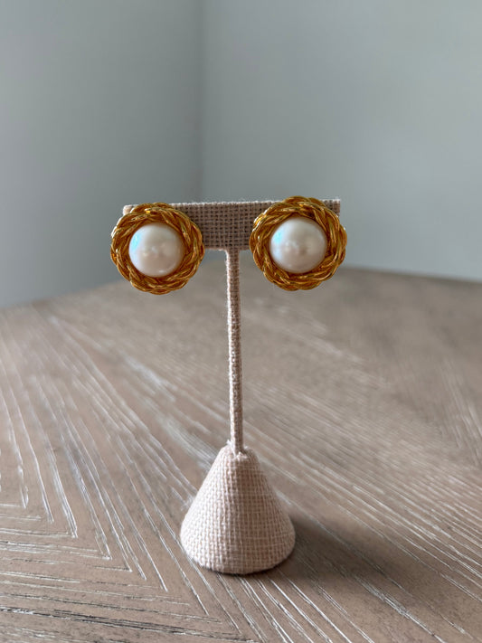 Vintage Pearl And Gold Earrings