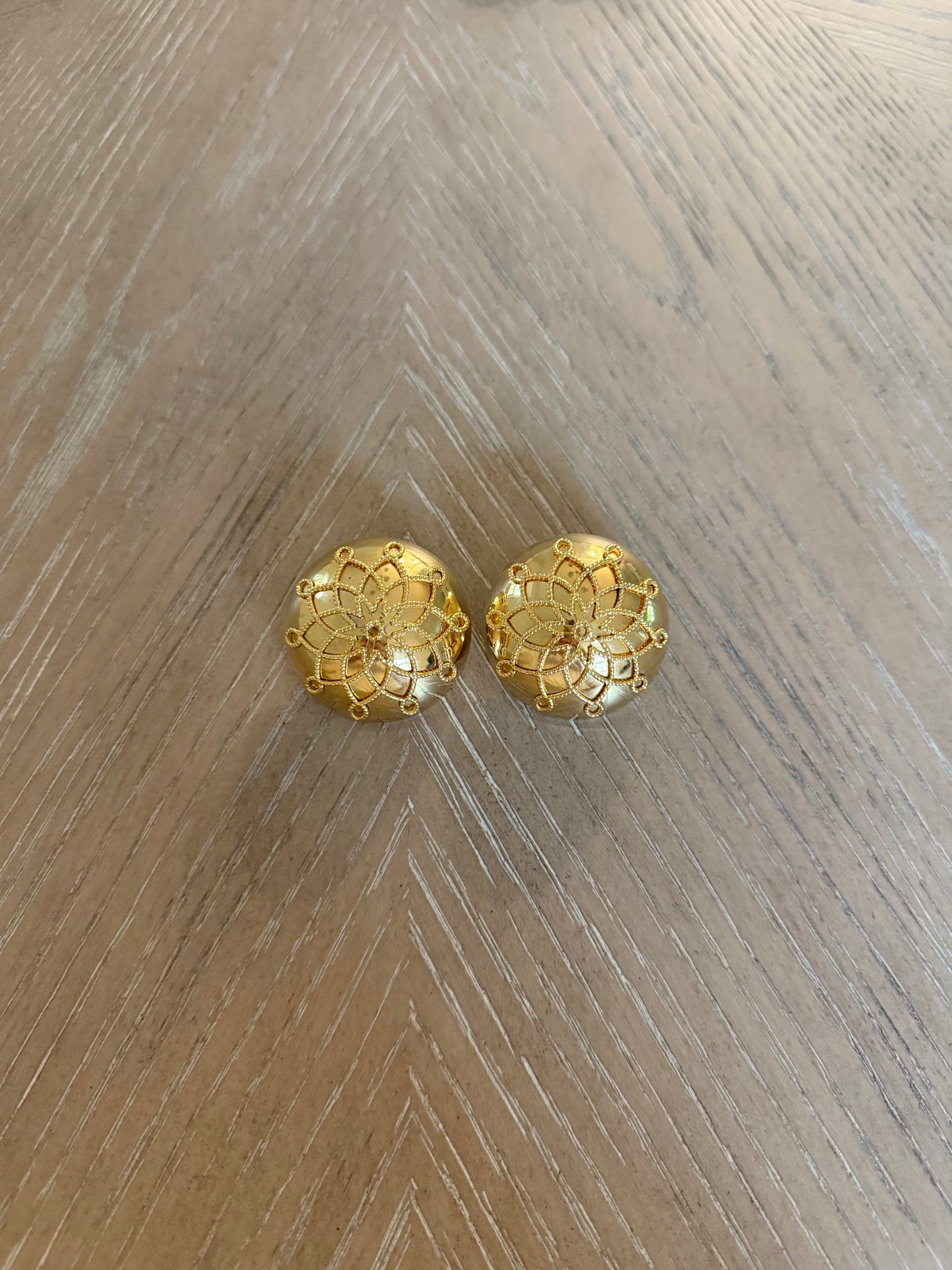 Vintage Gold Oversized Clip On Earrings