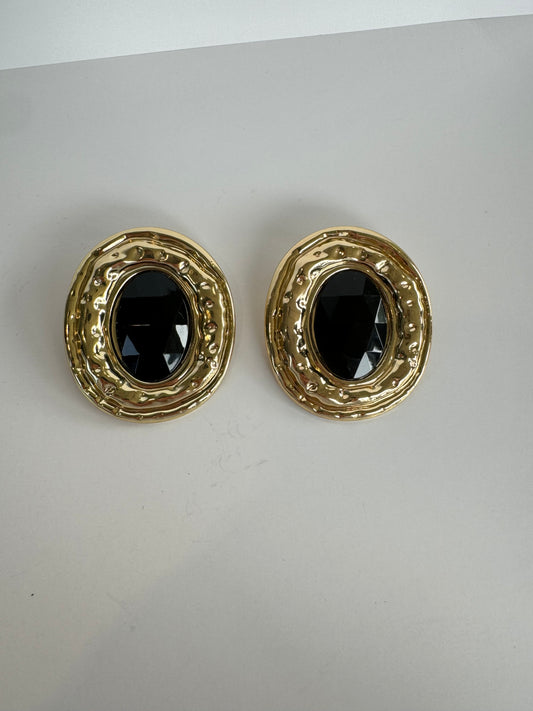 Gold and Black Jumbo Earrings