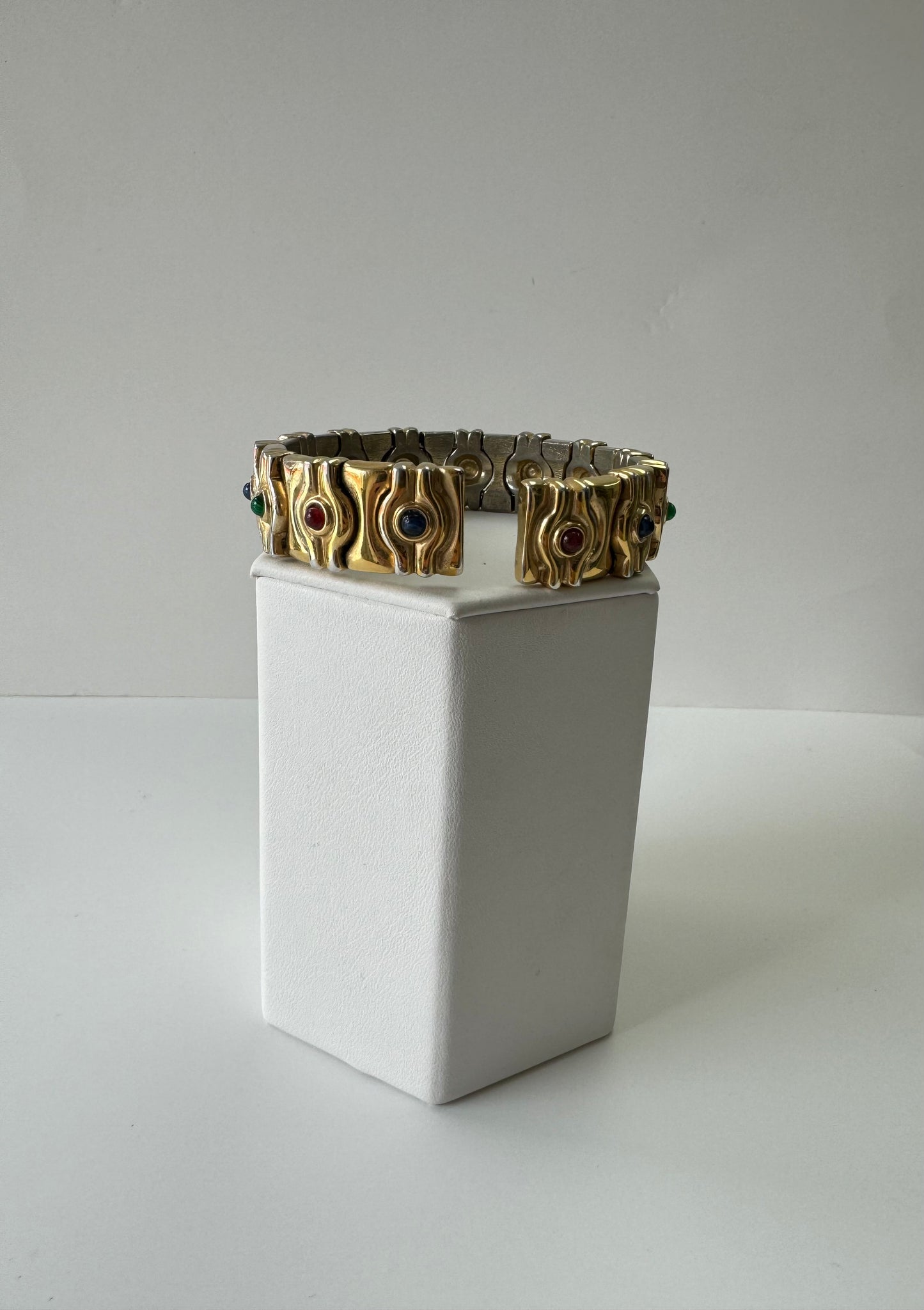 Colored Gold and Crystal Bangle Bracelet