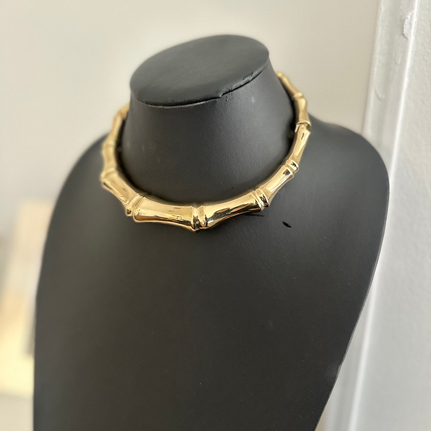 Gold Bamboo Collar Choker Necklace