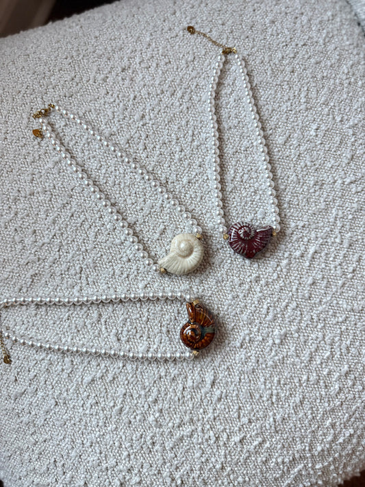 Pearl Beaded Shell Necklace