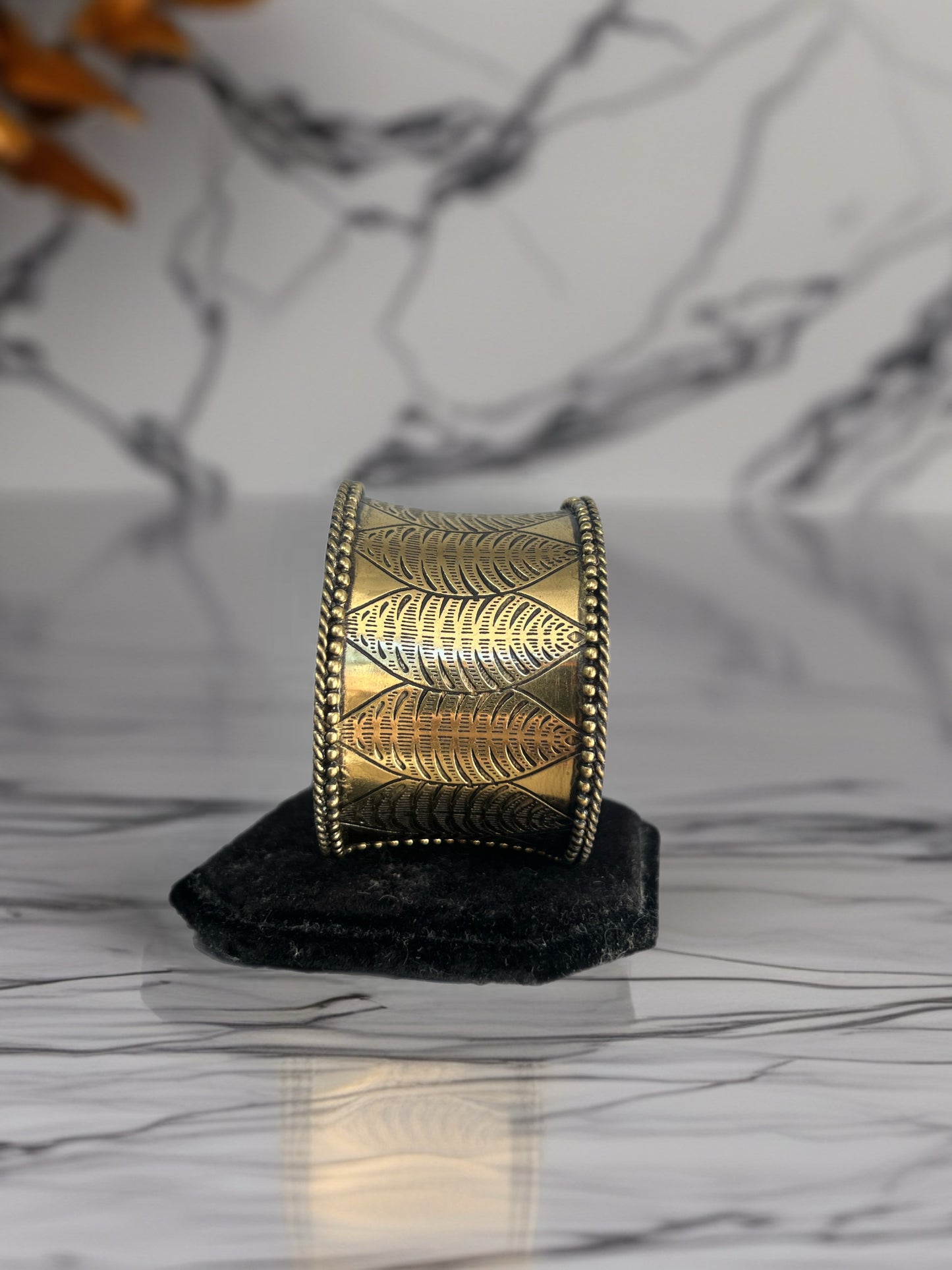 Black And Gold Leaf Cuff
