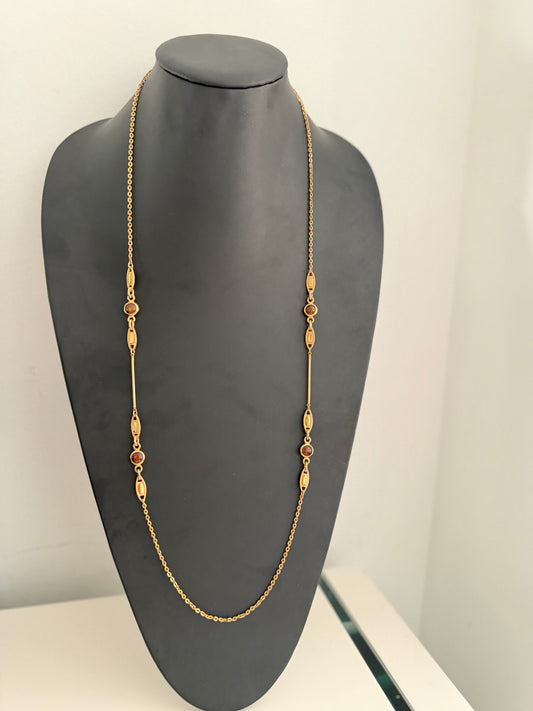 Gold and Brown Cabochon Necklace