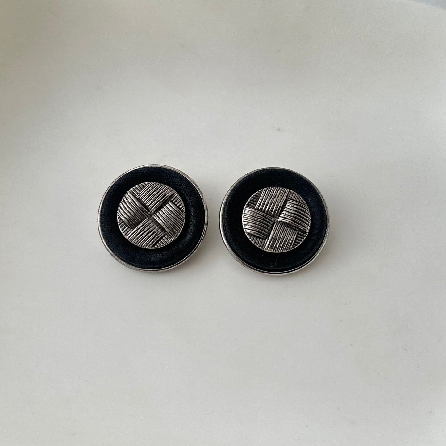 Black and Silver Circle Earrings