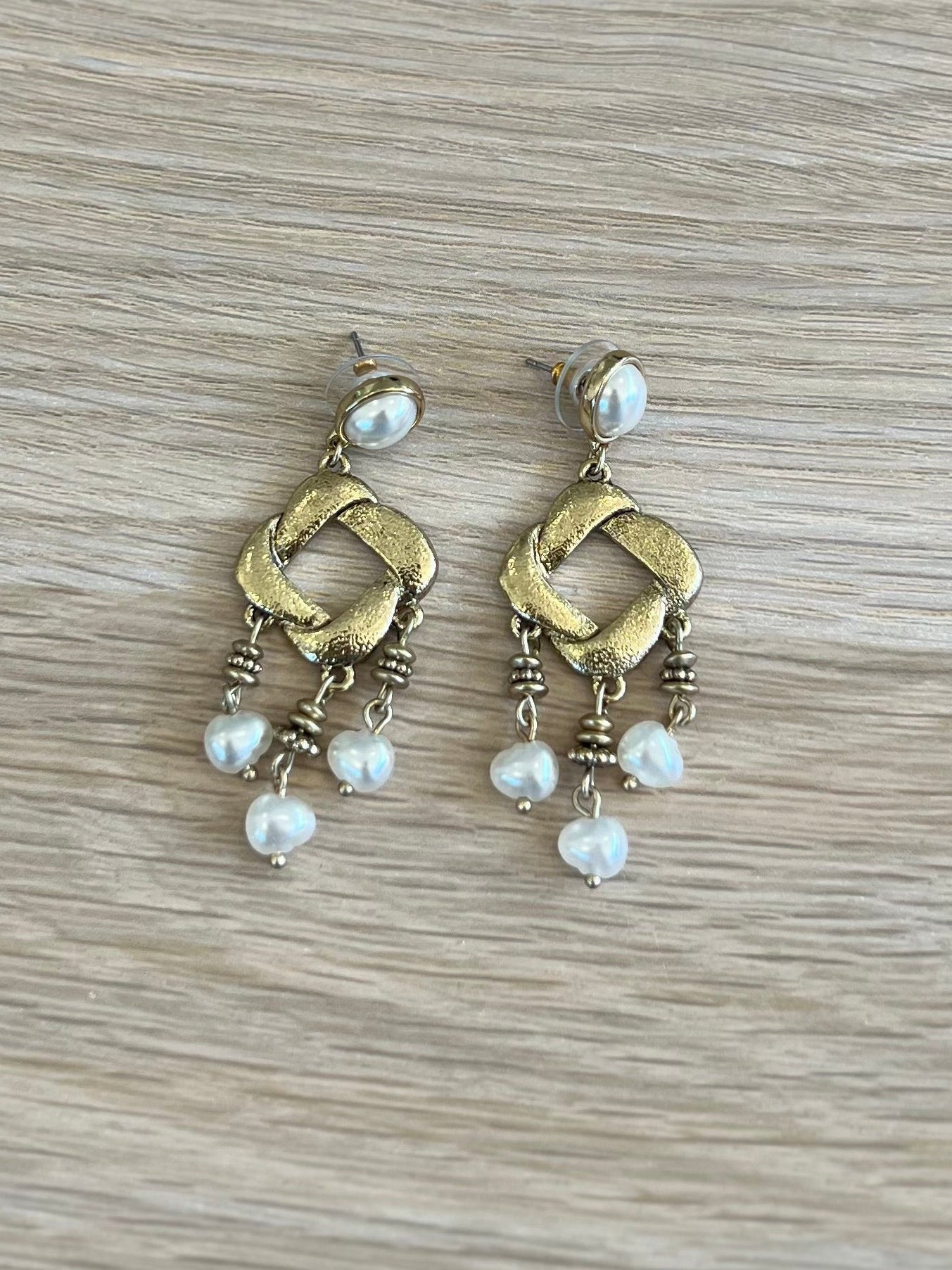 Vintage Gold And Pearl Hanging Earrings