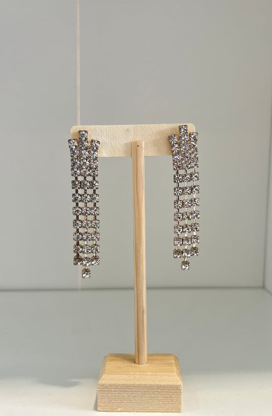 Crystal Three Strand Hanging Earrings
