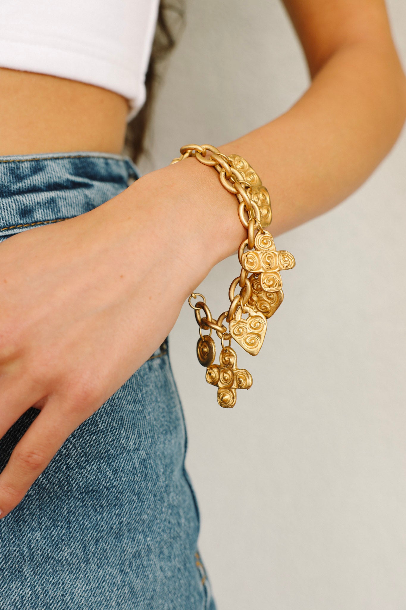 Vintage Matte Charm Bracelet