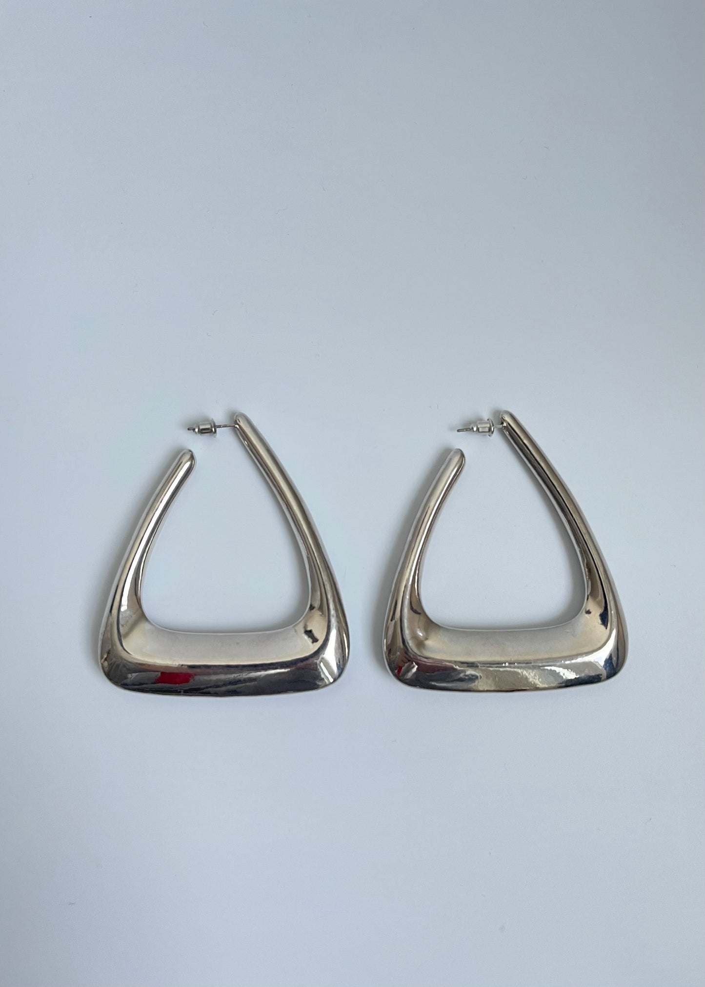 Silver Oversized Triangle Hoops