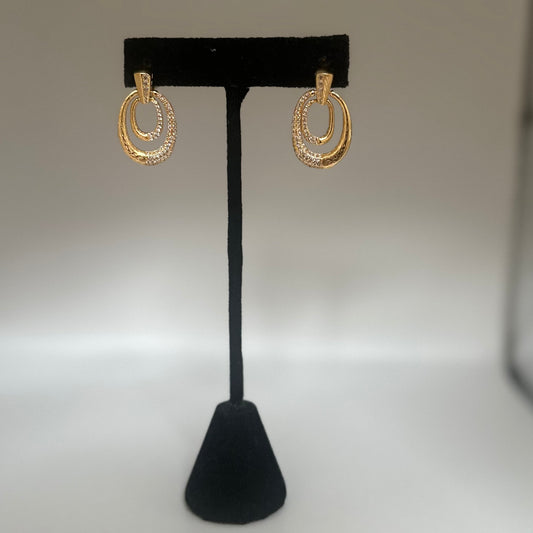 Gold and Cz Loop Drop Earring