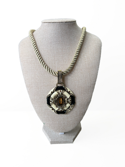 Enamel Pendant Cord Necklace