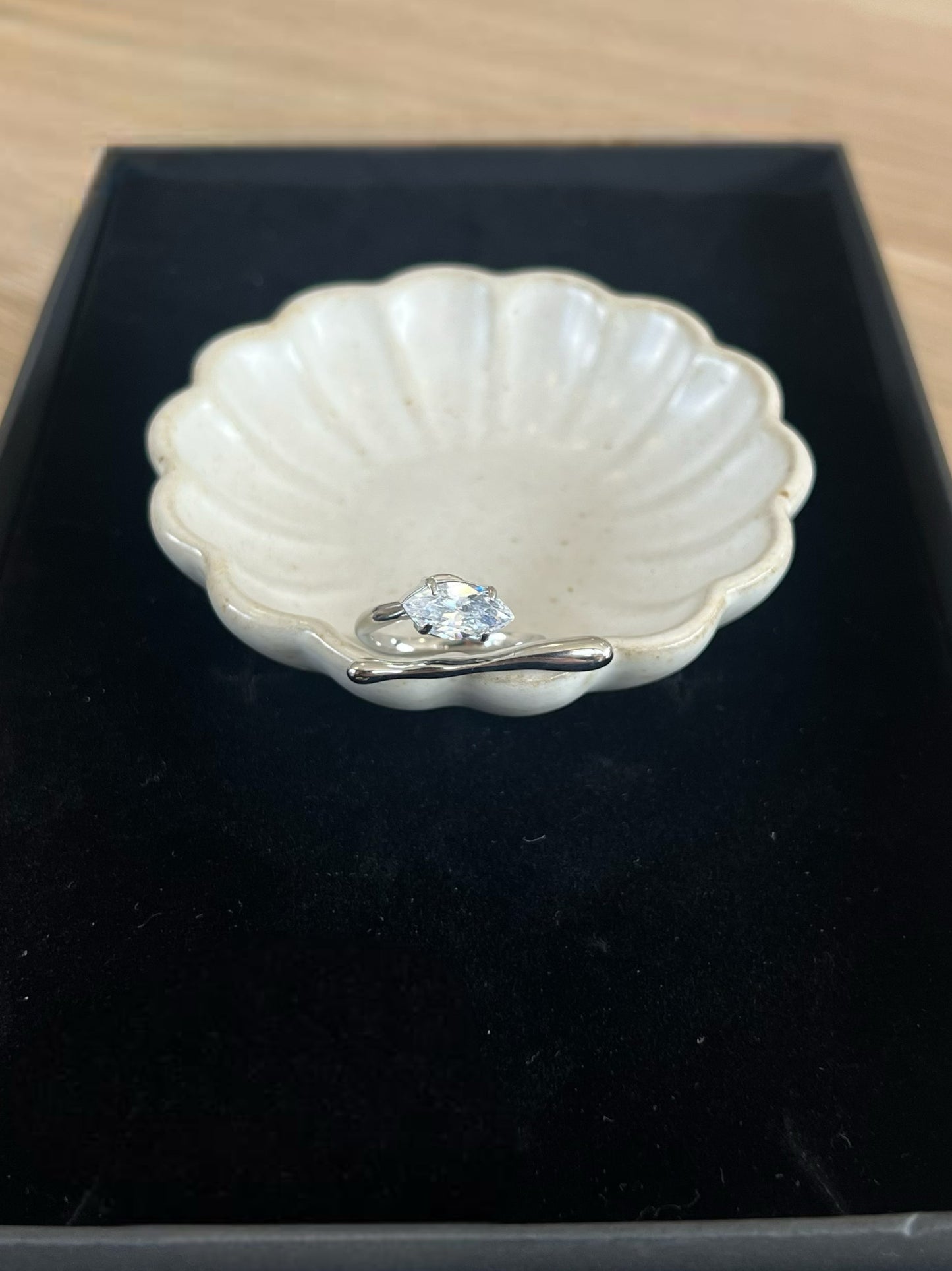 Gold And Silver Crystal Line Ring