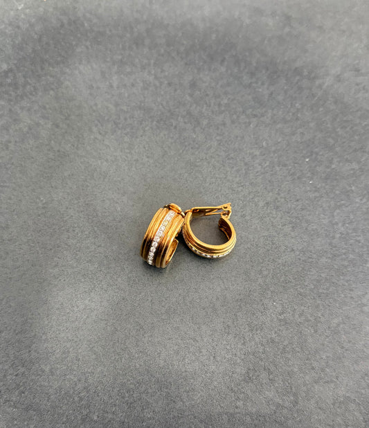 Gold And Rhinestone Hoop Earrings