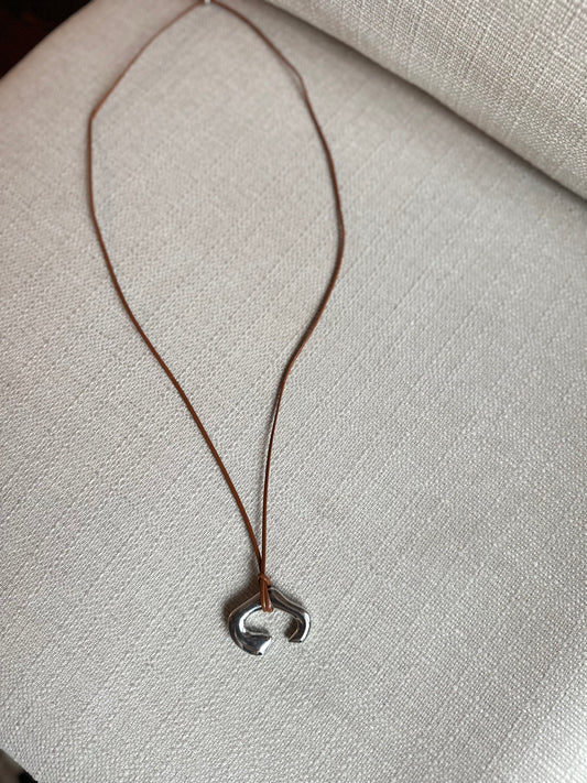 Brown leather cord necklace