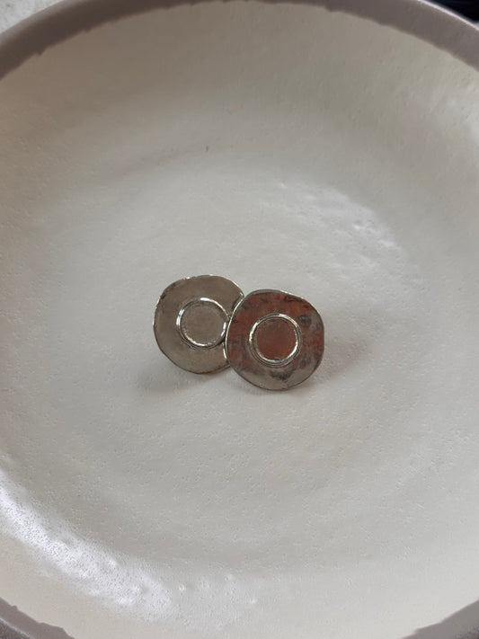 Double Circle Silver Earrings